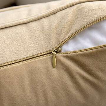 Woaboy Pack of 2 Striped Velvet Throw Pillow Covers Modern Decorative Couch Throws Square Soft Cozy Pillowcases for Bed Sofa Cushion Living Room 18x18 Inch Khaki