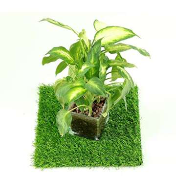 ECO MATRIX Artificial Grass Placemats Fake Grass Suqare Mats for Table Runner Decor Synthetic Grass Patches Faux Lawn Turf Tiles for Garden Celebration Decoration (12 x 12 Inch, 4 Pack)