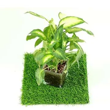 ECO MATRIX Artificial Grass Placemats Fake Grass Suqare Mats for Table Runner Decor Synthetic Grass Patches Faux Lawn Turf Tiles for Garden Celebration Decoration (12 x 12 Inch, 4 Pack)