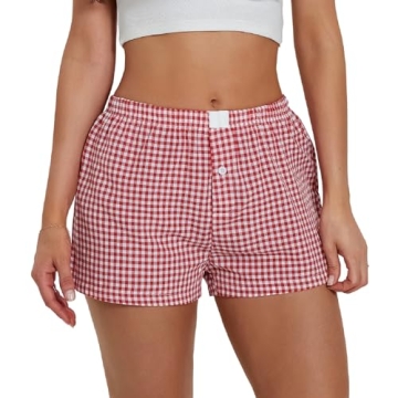 Comfortable Women Y2k Plaid Shorts with Elastic Waistband for Everyday Wear