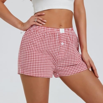 Women Y2k Gingham Pajama Shorts - Stylish and Comfy