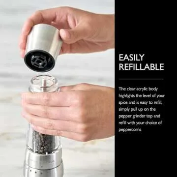 Cole & Mason Derwent Pepper Grinder - Stainless Steel Mill Includes Gourmet Precision Mechanism and Premium Peppercorns - Pepper Mill, Stainless Steel