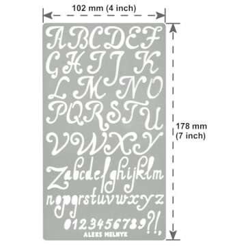 Aleks Melnyk No.34.1 Metal Wood Burning Alphabet and Number Stencil, Letter Template, Journal Stencil for Engraving Wood and Pattern, Bullet Journaling