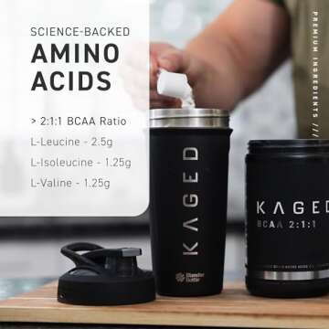 BCAA Powder, Kaged BCAAs Amino Acids, Fermented, Plant Based & Vegan Friendly Branched Chain Amino Acid, 5g BCAA Unflavored, Amino Acid Supplements for Men, 72 Servings