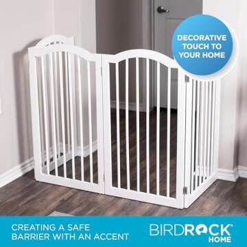 Stylish Arched Top Dog Gate - Freestanding 4 Panel Barrier