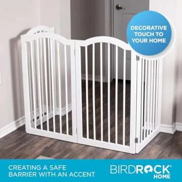 Stylish Arched Top Dog Gate - Freestanding 4 Panel Barrier