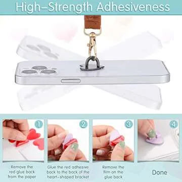 Lauwell 12 Pcs Cell Phone Finger Ring Adhesive Metal Phone Finger Grip Heart Shaped Cell Phone Ring Holder Phone Accessories Charm Loop Stand Phone Charm Hook for DIY Phone Case Pad Tablet Supplies