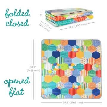 Infantino Foldable Soft Foam Mat, Extra Large Double-Sided Cushioned Portable Play Mat with Fold-Up Sides, Non Slip Crawling & Playing for Infants and Toddlers, Multicolor