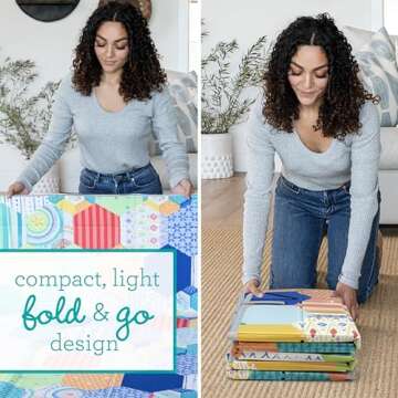 Infantino Foldable Soft Foam Mat, Extra Large Double-Sided Cushioned Portable Play Mat with Fold-Up Sides, Non Slip Crawling & Playing for Infants and Toddlers, Multicolor