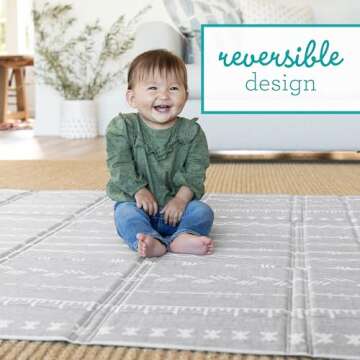 Infantino Foldable Soft Foam Mat, Extra Large Double-Sided Cushioned Portable Play Mat with Fold-Up Sides, Non Slip Crawling & Playing for Infants and Toddlers, Multicolor