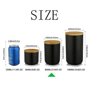 Ceramic Food Storage Jar Canister Modern Design Food Canisters with Airtight Seal Bamboo Lid,Loose T...