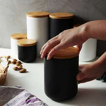 Ceramic Food Storage Jar with Bamboo Lid for Freshness