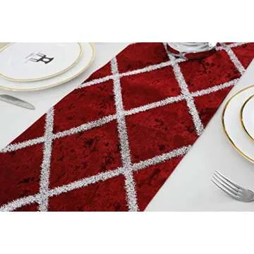 Classic Table Runner with Tassels for Wedding Christmas Party Decoration, 11" x 70", Red