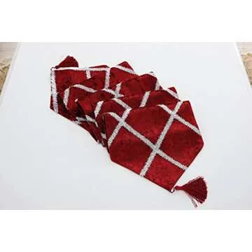 Classic Table Runner with Tassels for Wedding Christmas Party Decoration, 11" x 70", Red