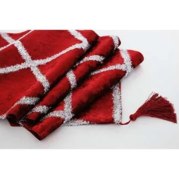 Classic Table Runner with Tassels for Wedding Christmas Party Decoration, 11" x 70", Red