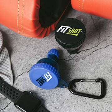 FitShot Protein Powder Funnel– Supplement Funnel with Keychain 4pack, Water Bottle Funnels, BPA Free, Portable, Gym Funnel, Pre Workout Protein Powder Container to go (40ml Small)