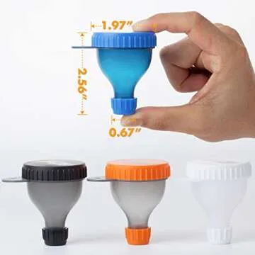 FitShot Protein Powder Funnel– Supplement Funnel with Keychain 4pack, Water Bottle Funnels, BPA Free, Portable, Gym Funnel, Pre Workout Protein Powder Container to go (40ml Small)