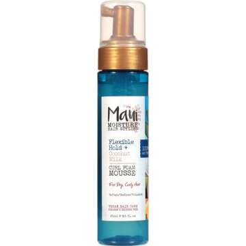 Maui Moisture Flexible Hold + Coconut Milk Curl Foam Mousse, for Curly Hair Styling, No Drying Alcoh...
