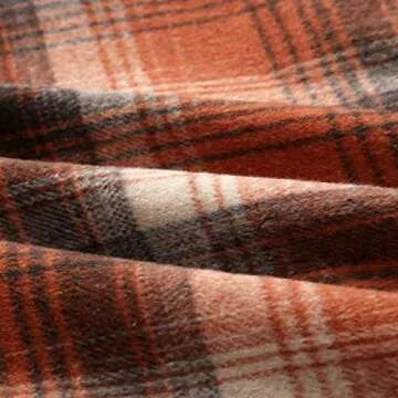 IDEALSANXUN Womens High Elastic Waist Maxi Skirt A-line Plaid Winter Warm Flare Long Skirt (Large, Long Orange)