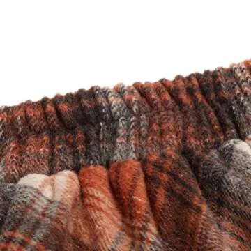 IDEALSANXUN Womens High Elastic Waist Maxi Skirt A-line Plaid Winter Warm Flare Long Skirt (Large, Long Orange)
