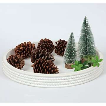 Carah & Cossh Decorative Fir Wood Tray, 16-Inch Round, White