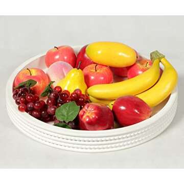 Carah & Cossh Decorative Fir Wood Tray, 16-Inch Round, White