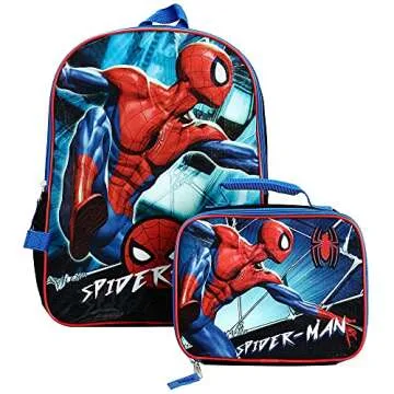 Marvel Spiderman Superhero 2-Pc Kids Backpack and Lunch box Set for boys