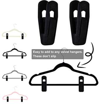 TOFIIGREM Black Velvet Hanger Clips (60-Pack), Strong Velvet Hangers Clips for Velvet Hangers, Pant Skirt Hanger Velvet Clips Fit for Velvet Hangers
