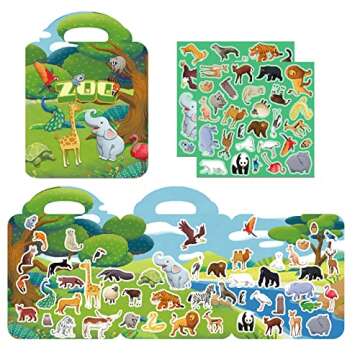Sticker Books for Kids 2-4, Reusable Sticker Books for Toddlers 1-3 Animal, Pets,Ocean Theme Travel Activity Sticker Books for Boys Girls Birthday Gifts (Ocean - Pets - Animals)