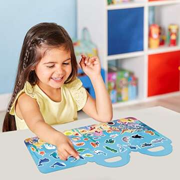 Sticker Books for Kids 2-4, Reusable Sticker Books for Toddlers 1-3 Animal, Pets,Ocean Theme Travel Activity Sticker Books for Boys Girls Birthday Gifts (Ocean - Pets - Animals)