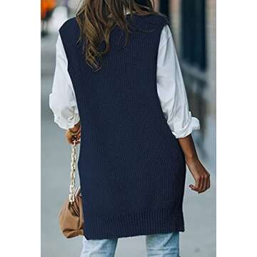Viottiset Women's Oversized V Neck Knit Sweater Vest
