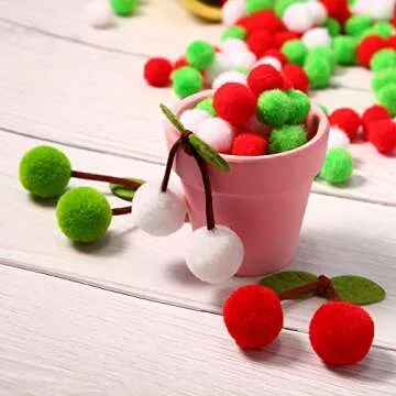 2000 Pieces 0.5 Inch Christmas Pom Poms Crafts Mini Pompoms Balls for Craft DIY and Hobby Supplies (White,Green,Red)