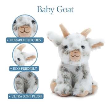 The Petting Zoo Goat Stuffed Animal Plushie, Gifts for Kids, Wild Onez Babiez Farm Animals, Goat Plush Toy 6 inches