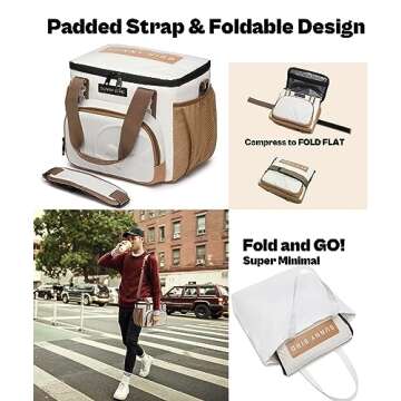 SUNNY BIRD 12L Large Insulated Lunch Bag, Leakproof and Foldable Lunch Cooler Box for Women Adult an...