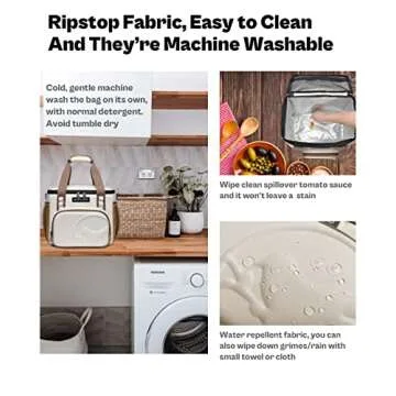 SUNNY BIRD 12L Large Insulated Lunch Bag, Leakproof and Foldable Lunch Cooler Box for Women Adult and Men, Fits 18 Cans (Ivory White 01)