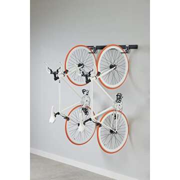 Rubbermaid FastTrack Garage Storage Bike Storage Kit, 3 Piece, All in One Rail Hook Kit Organizer, Heavy Duty Organization for Home/Garage/Wall/Shed