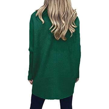 ANRABESS Womens Oversized Turtleneck Batwing Long Sleeve Casual Cozy Baggy Knit Pullover Tunic Sweater 2024 Fall Outfits Green X-Large