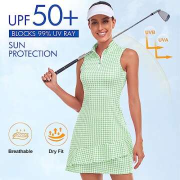 Viracy Women's Tennis and Golf Dress - Sleeveless with Pockets and Ruffles