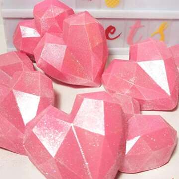 8 Grid Diamond Heart Silicone Cake Chocolate Mold Silicone Baking Pan Mold for DIY Cake Mousse Desse...