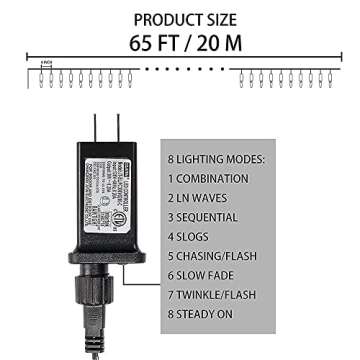 Dazzle Bright 200 LED Halloween Mini String Lights, 65FT Connectable Waterproof Plug in with 8 Modes...