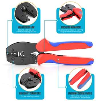 Houseables Solar Crimping Tool, Solar Crimper Tool Kit, Solar Connector Kit, 51 PCS, Solar Tools, So...