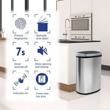 Automatic Touchless Stainless Steel Trash Can 13 Gallon