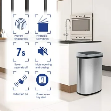 Automatic Touchless Stainless Steel Trash Can 13 Gallon