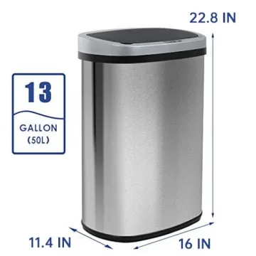 Automatic Touchless Stainless Steel Trash Can 13 Gallon