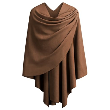 PULI Women's Large Cross Front Poncho Sweater Wrap Topper Knitted Elegant Shawls Cape for Fall Winte...