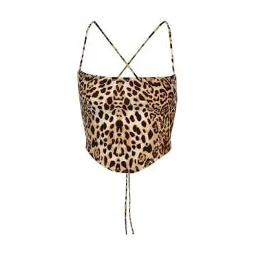 Backless Top Leopard Bandana Y2K Crop Tops for Women Trendy Criss Cross Strappy Camisole