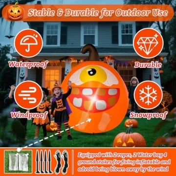 4 FT Halloween Inflatable Pumpkin Decorations for Outdoors