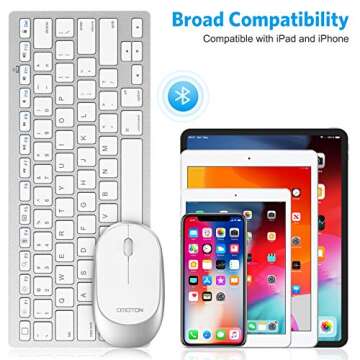 OMOTON Bluetooth Keyboard and Mouse Combo, Wireless Keyboard Mouse for iPad Pro 12.9/11, iPad 9th/8th/7th Gen, iPad Air 4, All iPad (iPadOS 13 and Above), and Other Bluetooth Enabled Devices (White)
