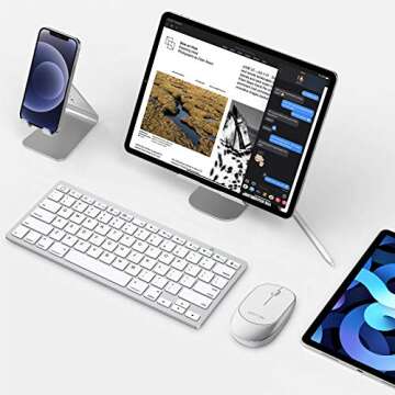 OMOTON Bluetooth Keyboard and Mouse Combo, Wireless Keyboard Mouse for iPad Pro 12.9/11, iPad 9th/8th/7th Gen, iPad Air 4, All iPad (iPadOS 13 and Above), and Other Bluetooth Enabled Devices (White)