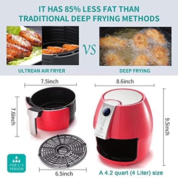 Ultrean Air Fryer – 4.2 Quart Oilless Cooker with LCD